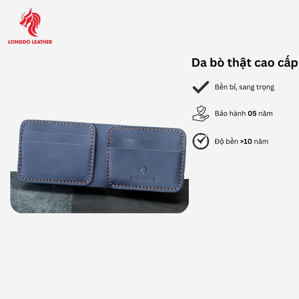 Ví da nam nhỏ gọn da bò thật bảo hành 5 năm thương hiệu Longdo Leather - B03