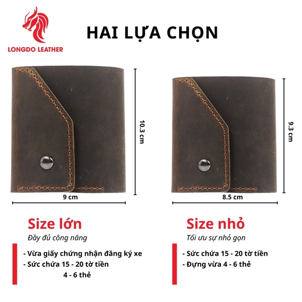 Ví da nam đứng cao cấp ngăn đựng tiền thuận tiện, đường chỉ may chắn chắn
