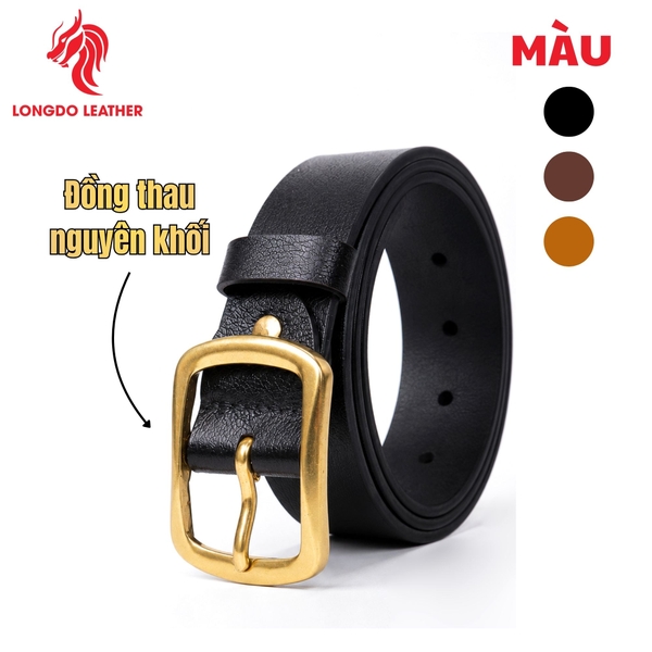 Dây thắt lưng nam cao cấp bản 3.8cm khóa đồng đúc nguyên khối - TL30