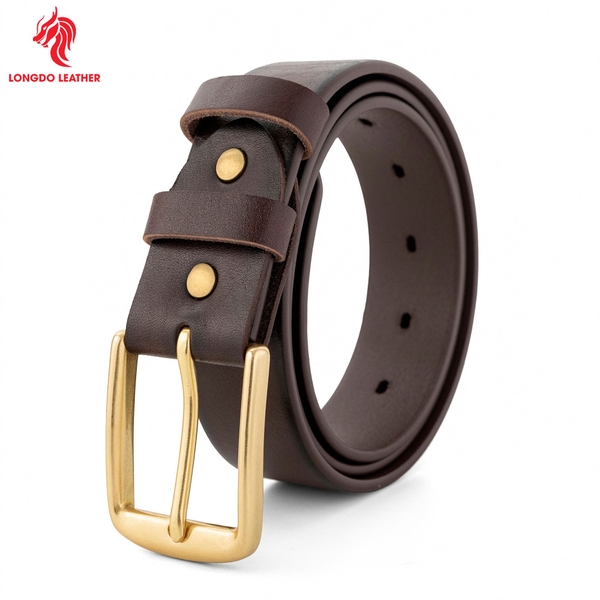 Dây nịt da bò mềm mại, thiết kế sang trọng khóa đồng thau cao cấpTL38_B02