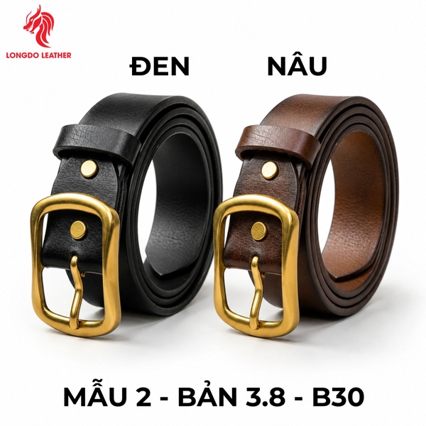 Dây thắt lưng da khóa đồng thau cao cấp bản 3.8cm TL38