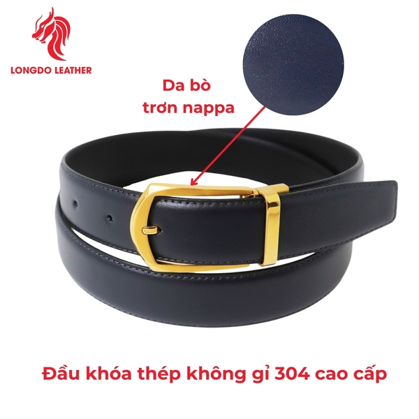 Dây thắt lưng nam đầu khóa 3,5cm da Safiano bảo hành 5 năm - TL05