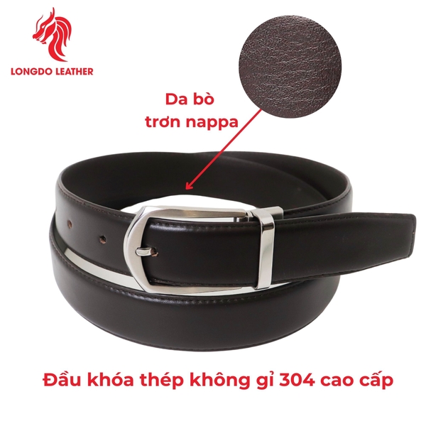 Dây thắt lưng nam đầu khóa 3,5cm da Safiano bảo hành 5 năm - TL05