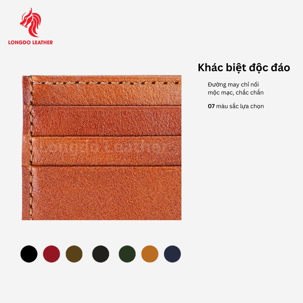 Ví da bò nam cao cấp dáng đứng phong cách sang trọng, bảo hành 5 năm thương hiệu Longdo Leather