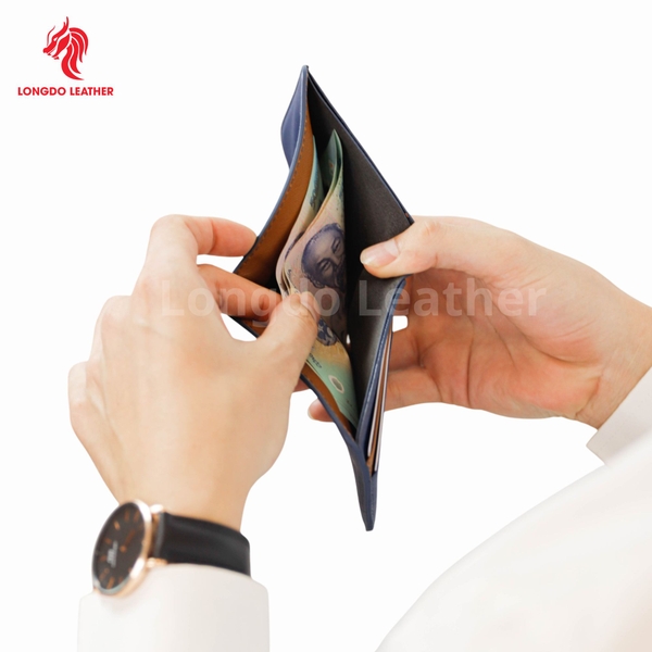 Ví da nam đẹp safiano phối màu thời trang bảo hành 05 năm thương hiệu Longdo Leather