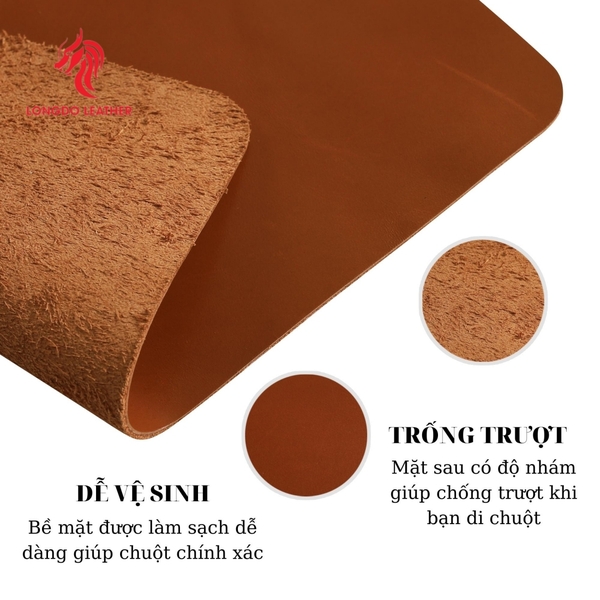 Lót chuột da thật cao cấp bảo hành 5 năm thương hiệu Longdo Leather