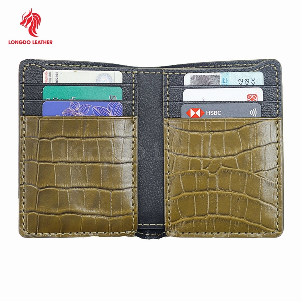 Ví da bò cao cấp dập vân sấu, thiết kế ấn tượng đường chỉ may chắc chắn bền bỉ