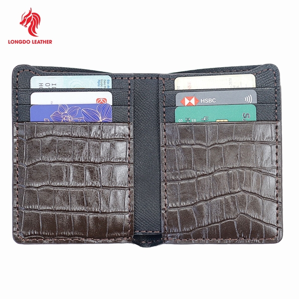 Ví da bò cao cấp dập vân sấu, thiết kế ấn tượng đường chỉ may chắc chắn bền bỉ