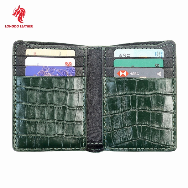 Ví da bò cao cấp dập vân sấu, thiết kế ấn tượng đường chỉ may chắc chắn bền bỉ