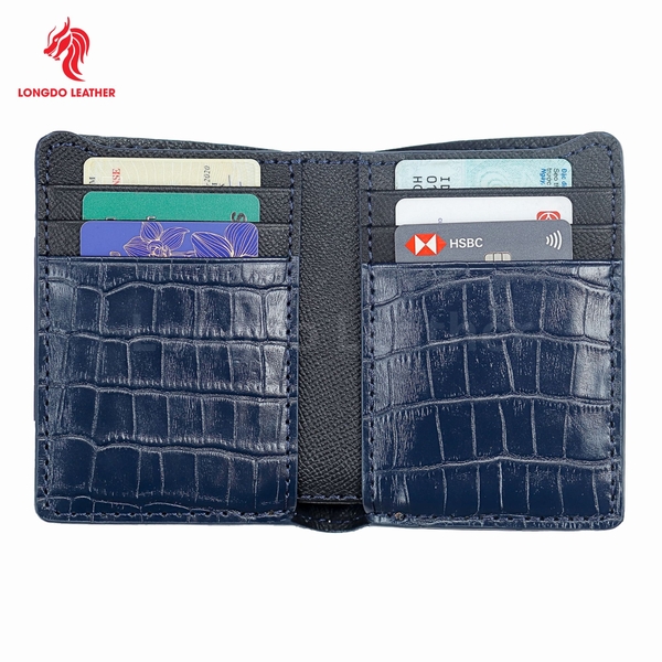 Ví da bò cao cấp dập vân sấu, thiết kế ấn tượng đường chỉ may chắc chắn bền bỉ