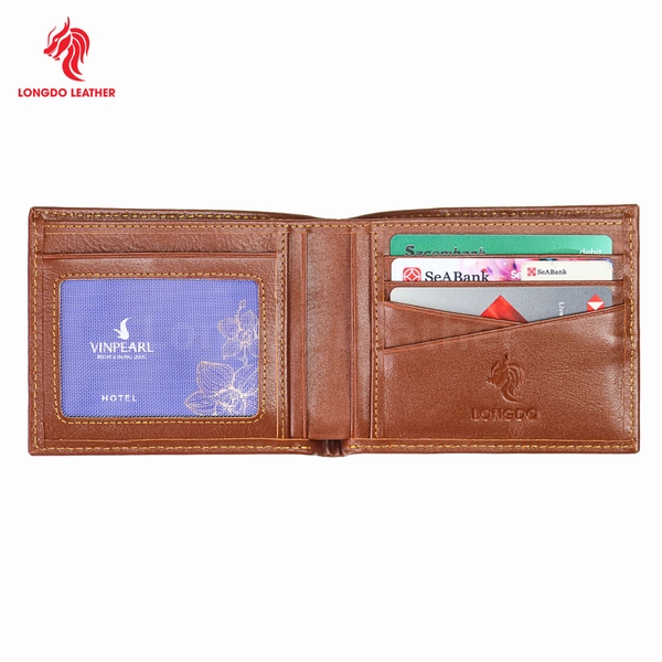 Ví da nam cao cấp dáng ngang có khóa kéo bảo hành 05 năm thương hiệu Longdo Leather