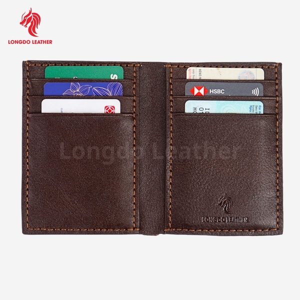 Ví da bò nam cao cấp dáng đứng phong cách sang trọng, bảo hành 5 năm thương hiệu Longdo Leather