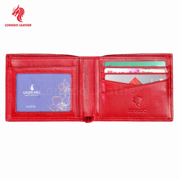 Ví da nam cao cấp dáng ngang có khóa kéo bảo hành 05 năm thương hiệu Longdo Leather