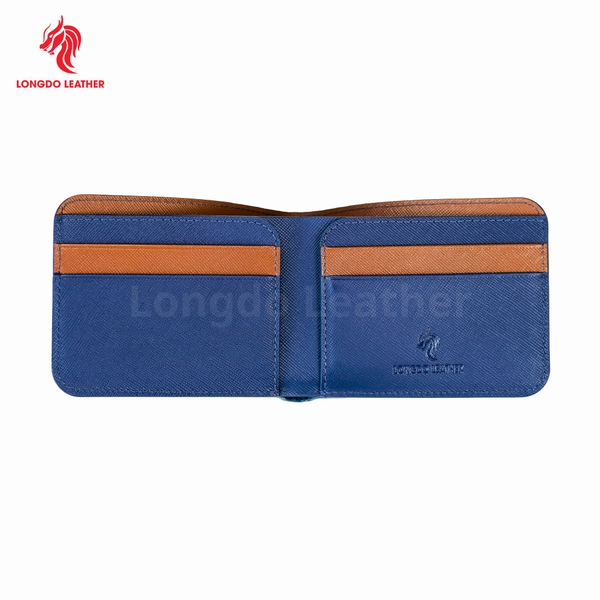 Ví da nam đẹp safiano phối màu thời trang bảo hành 05 năm thương hiệu Longdo Leather