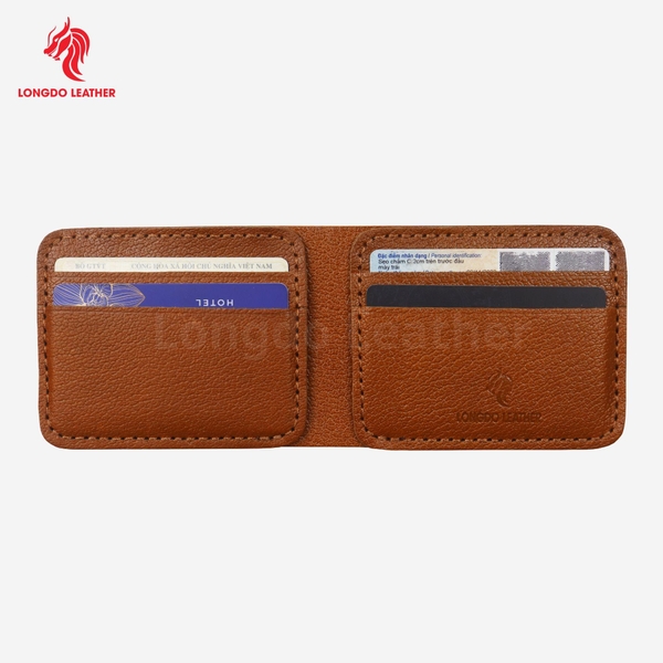 Ví da nam nhỏ gọn da bò thật bảo hành 5 năm thương hiệu Longdo Leather - B03
