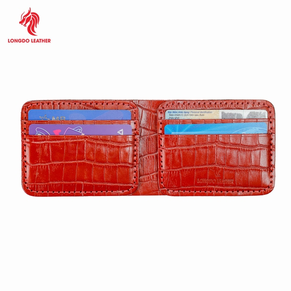 Ví da nam nhỏ gọn da bò thật bảo hành 5 năm thương hiệu Longdo Leather - B03
