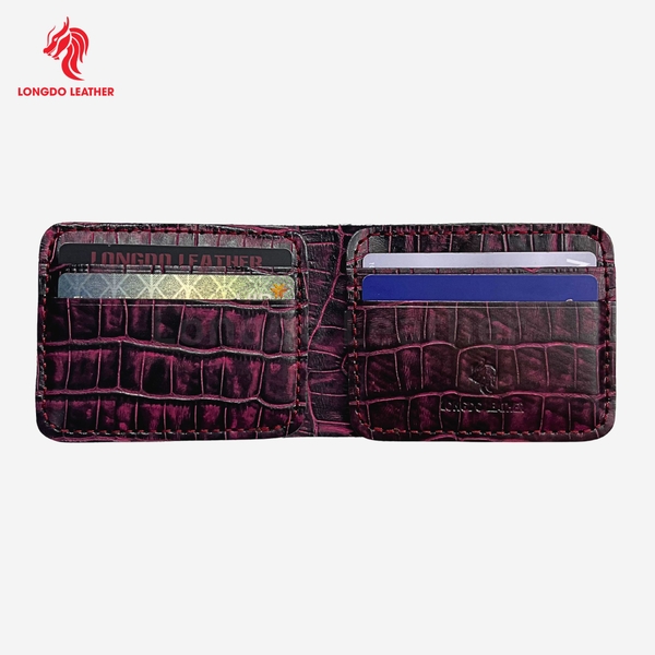 Ví da nam nhỏ gọn da bò thật bảo hành 5 năm thương hiệu Longdo Leather - B03