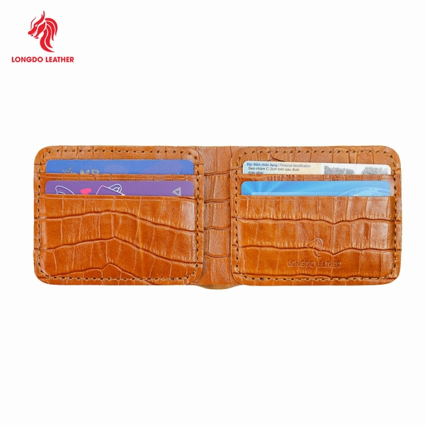 Ví da nam nhỏ gọn da bò thật bảo hành 5 năm thương hiệu Longdo Leather - B03