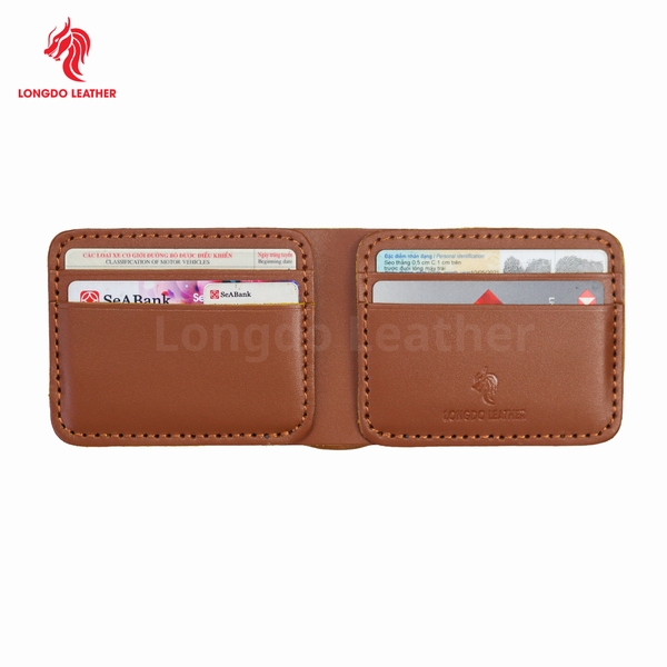 Ví da nam nhỏ gọn da bò thật bảo hành 5 năm thương hiệu Longdo Leather - B03