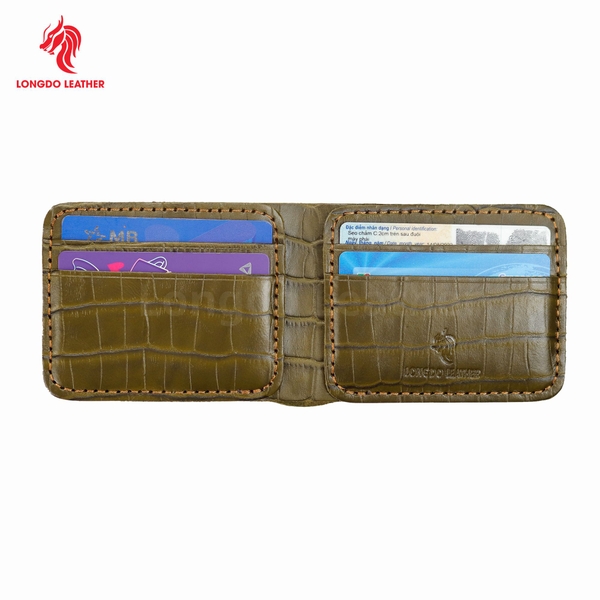 Ví da nam nhỏ gọn da bò thật bảo hành 5 năm thương hiệu Longdo Leather - B03
