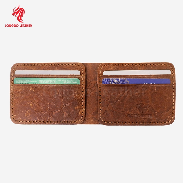 Ví da nam nhỏ gọn da bò thật bảo hành 5 năm thương hiệu Longdo Leather - B03