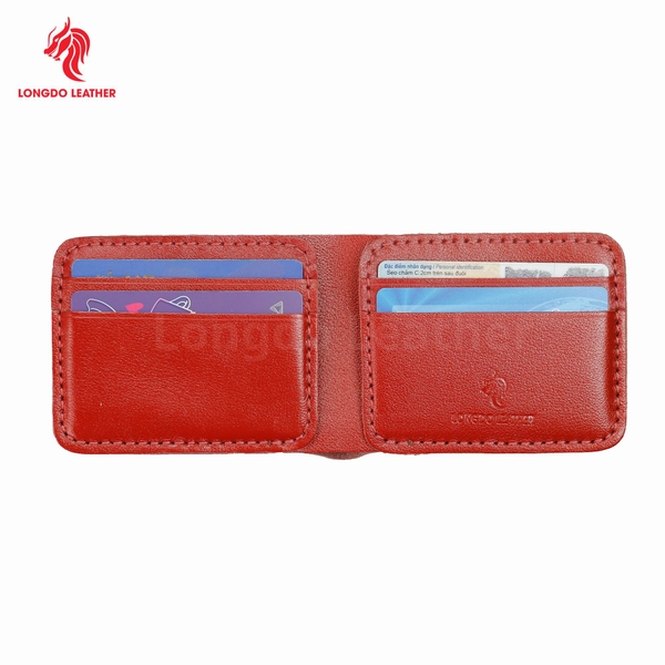 Ví da nam nhỏ gọn da bò thật bảo hành 5 năm thương hiệu Longdo Leather - B03