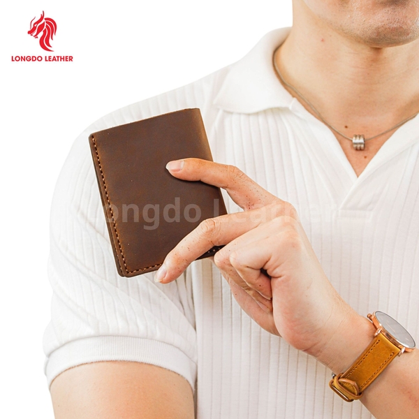 Ví nam đứng may thủ công thiết kế nhiều ngăn đựng thẻ, đựng tiền bảo hành 05 năm