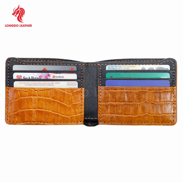 Ví nam hàng hiệu da bò dập vân cao cấp, đường chỉ may thủ công bền đẹp - B13