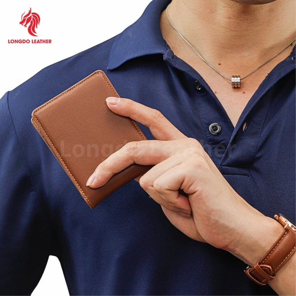 Ví nam mini cao cấp da bò cao cấp nhỏ gọn, thời trang bảo hành 05 năm Longdo Leather