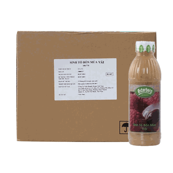 [Thùng] Osterberg Sinh Tố Vải 1L x 12 Chai