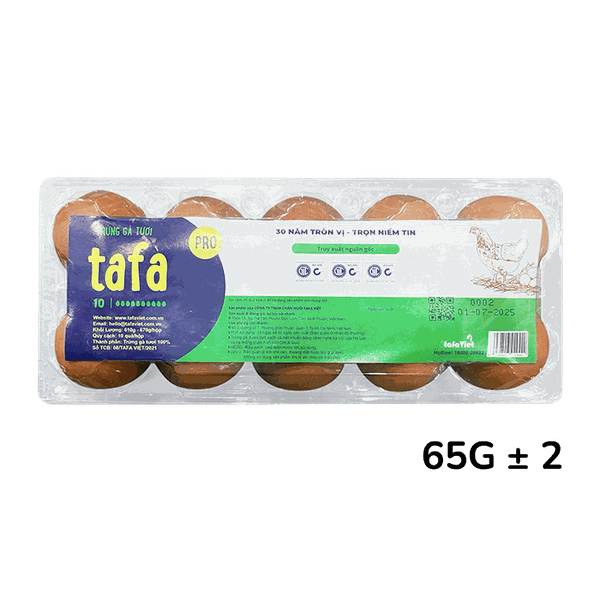 Trứng Gà Tafa Pro 65g Hộp 10 Quả