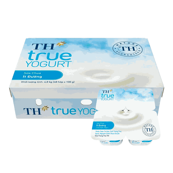 [Thùng] Sữa Chua Ăn TH True Yogurt Ít Đường 100g x 48 Hộp