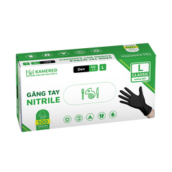 Găng Tay Nitrile Không Bột Màu Đen Kamereo Size L (100 Cái/ Hộp)