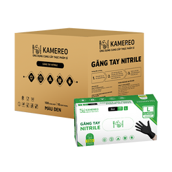 [Thùng] Găng Tay Nitrile Không Bột Màu Đen Kamereo Size L (100 Cái/ Hộp) x 10 Hộp