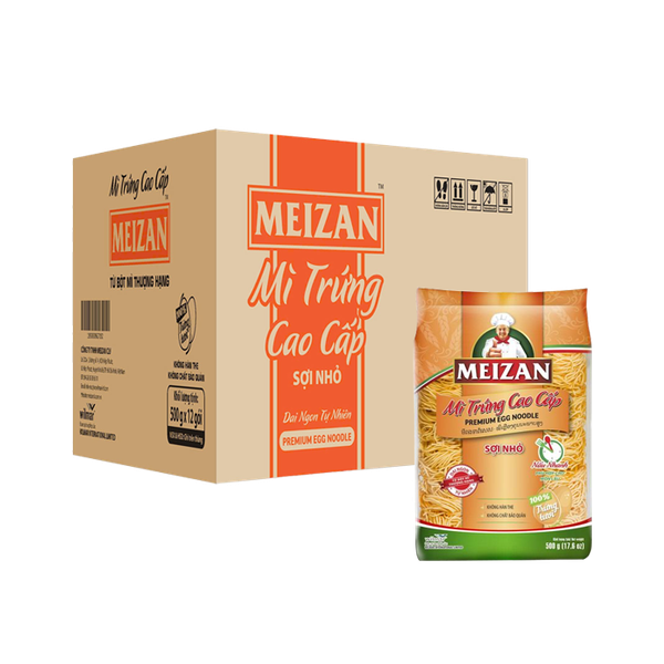[Thùng] Mì Trứng Sợi Nhỏ Cao Cấp Meizan 500g x 12 Gói