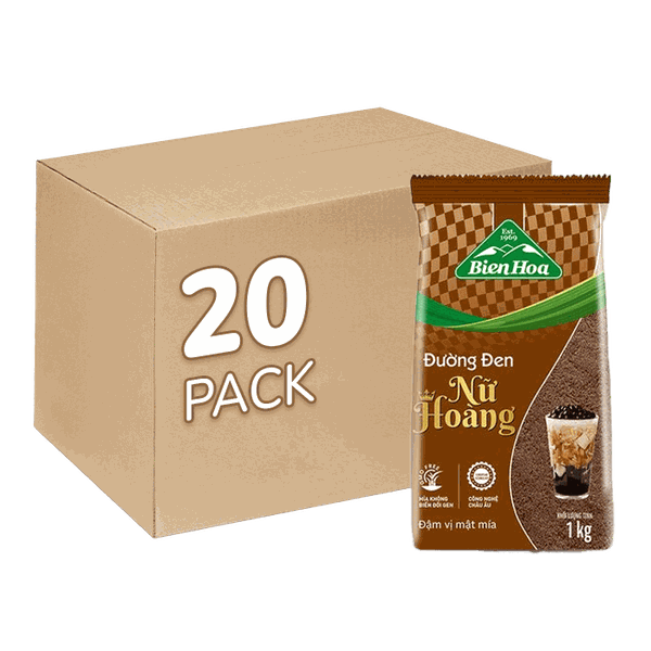[Bao] Đường Đen Nữ Hoàng Biên Hòa 1kg x 20 Gói