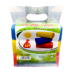 Túi Rác Cuộn Nhiều Màu Khai Tuệ Cỡ Trung 55 x 65cm - Lốc 3 cuộn