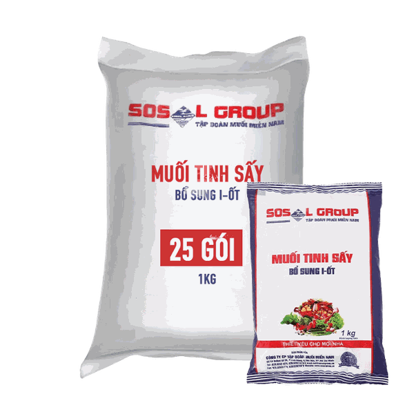 [Bao] Muối Tinh Sấy Bổ Sung I Ốt Sosal Group 1kg x 25 Gói