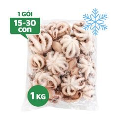Bạch Tuộc Nguyên Con Làm Sạch Đông Lạnh Size 15-30 Con Gói 1kg