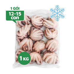 Bạch Tuộc Nguyên Con Làm Sạch Đông Lạnh Size 12-15 Con Gói 1kg