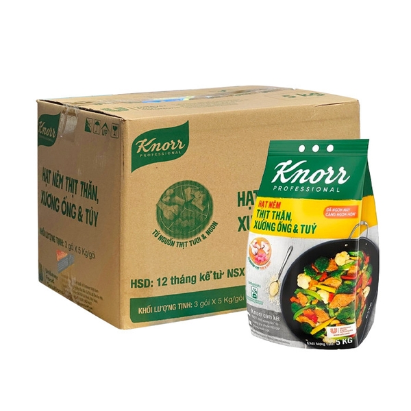 [Thùng] Hạt Nêm Knorr Thịt Thăn Xương Ống Và Tủy 5kg x 3 Gói