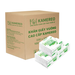 [Thùng] Khăn Giấy Vuông Cao Cấp Kamereo 330 x 330mm 100 Tờ x 30 Gói