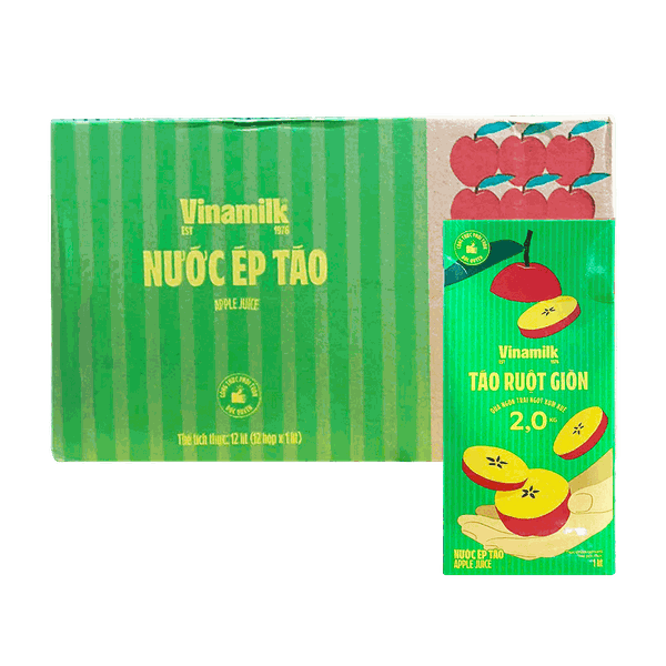[Thùng] Nước Vfresh Táo Ép 100% 1L x 12 Hộp