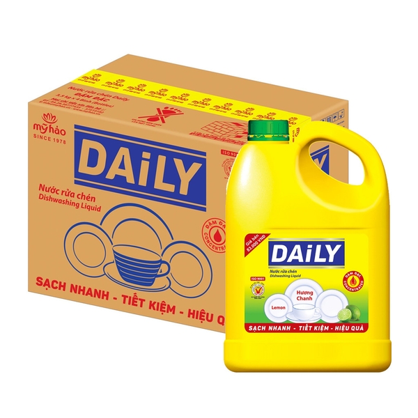[Thùng] Nước Rửa Chén Mỹ Hảo Hương Chanh 3.5kg x 4 Chai