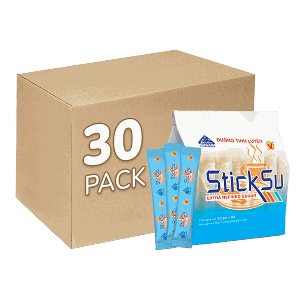 [Thùng] Đường Tinh Luyện Sticksu 6g x 50 Que x 30 Gói