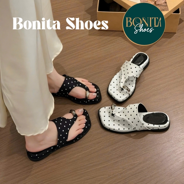 BM325 Dép bệt nữ Bonita Shoes xỏ ngón khoá vàng quai kẹp tam giác 3 cm P - NS12