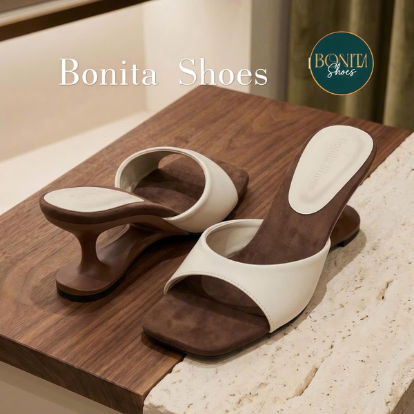 G306 Guốc cao gót nữ Bonita Shoes mũi vuông quai bản ngang GÓT MỚI da mềm cao 6cm - NS12