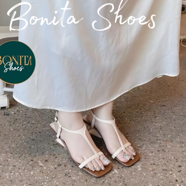 G304 Sandal cao gót nữ Bonita Shoes quai ngang kẹp ngón gót pháp mũi vuông cao 5cm - NS1
