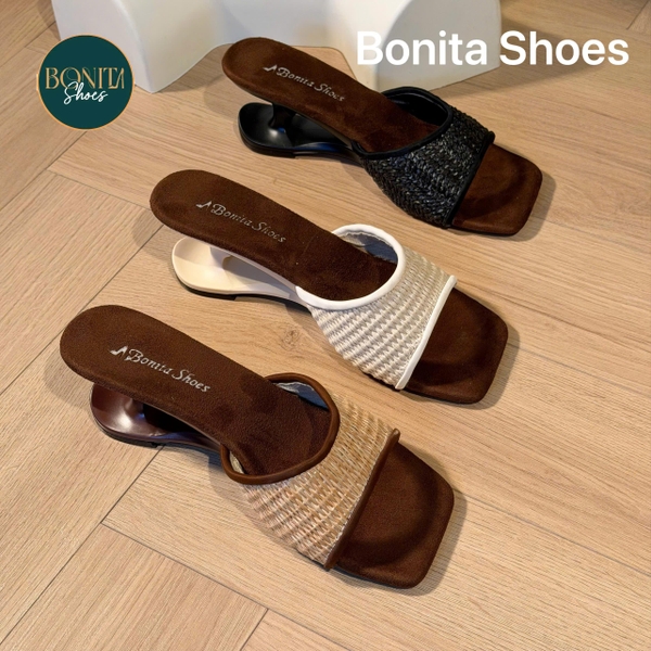 D205 Cao gót nữ Bonita Shoes quai GẤP mũi vuông cao 6cm - NS1