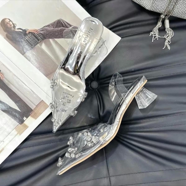 G102 Giày cao gót nữ Bonita Shoes mũi nhọn hột đá gót mica vuông cao 5 cm - NS1